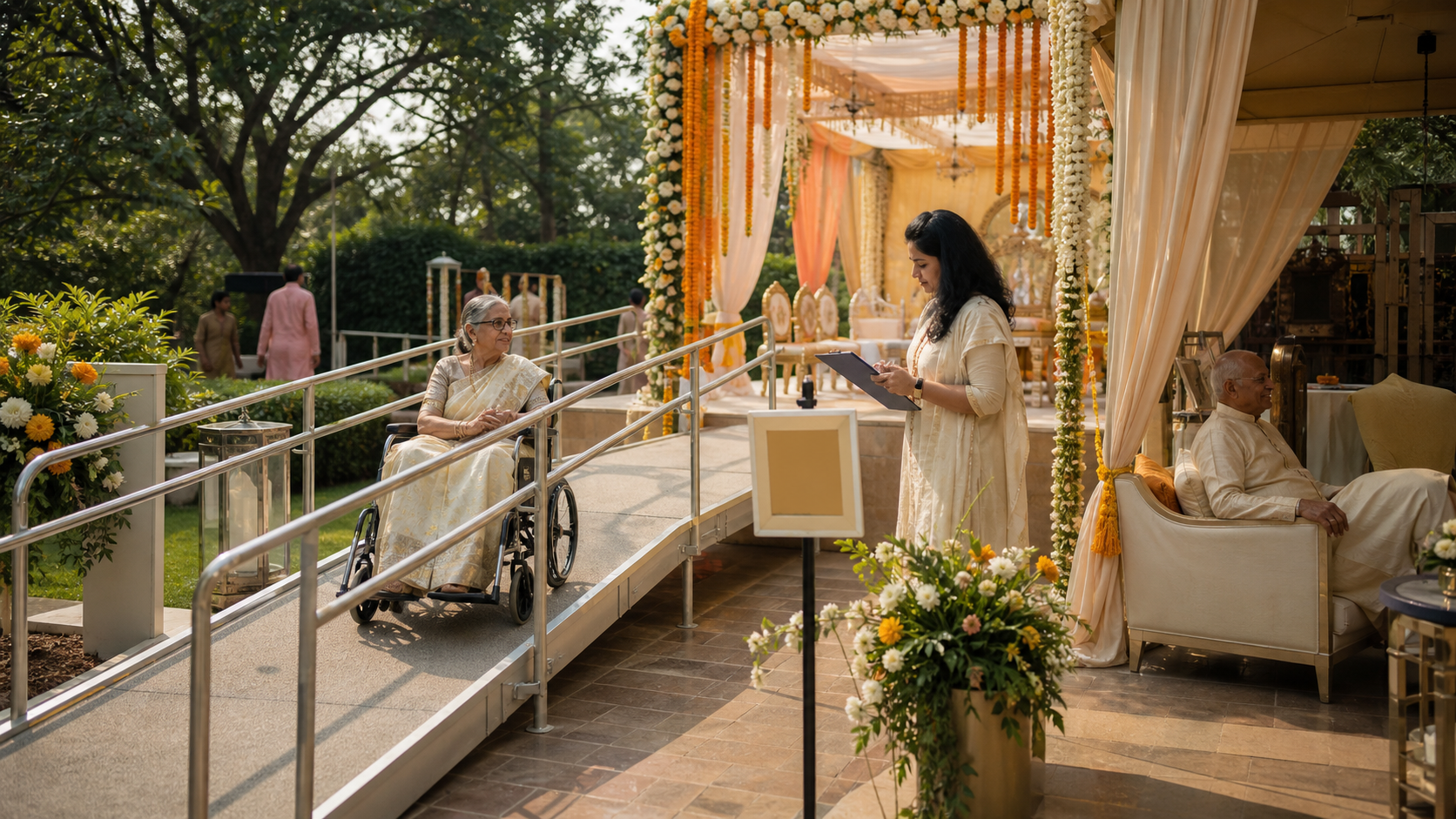 An inclusive Indian wedding venue with step-free access for wheelchair users and older guests