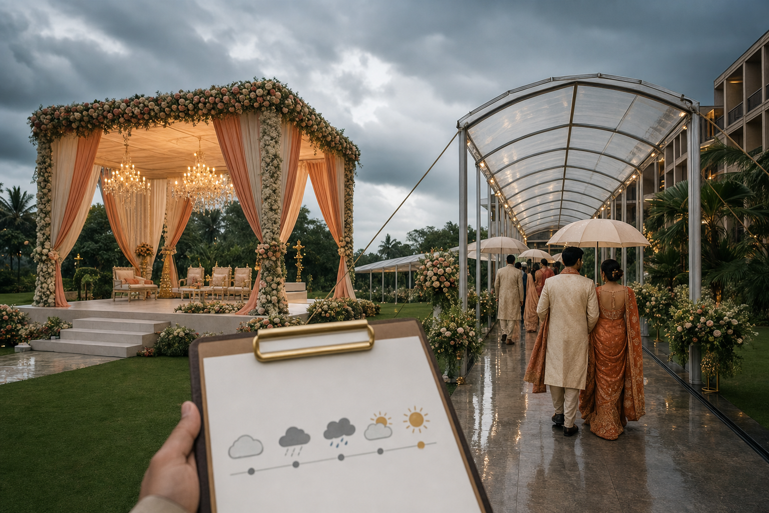 Rain on wedding day plan for Indian destination weddings