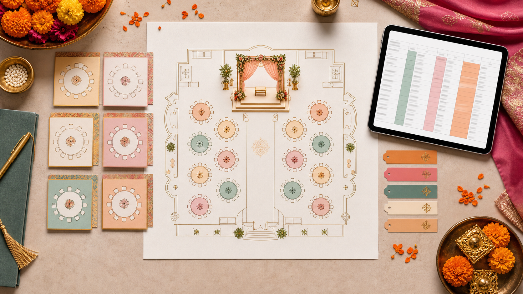 Wedding seating chart template for Indian weddings